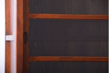 アンティーク家具　和製アンティーク　引き出し4杯付き!下段モールガラス戸の重ね収納戸棚