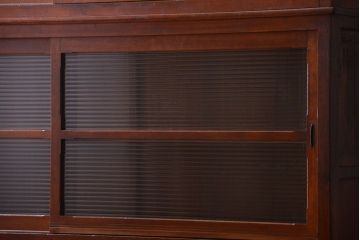 アンティーク家具　和製アンティーク　引き出し4杯付き!下段モールガラス戸の重ね収納戸棚