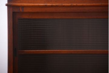 アンティーク家具　和製アンティーク　引き出し4杯付き!下段モールガラス戸の重ね収納戸棚