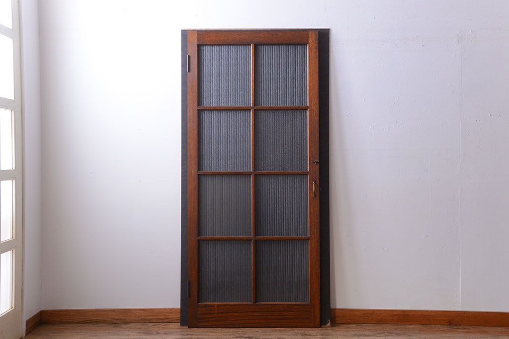 和製アンティーク　レトロな銀モールガラス入りドア