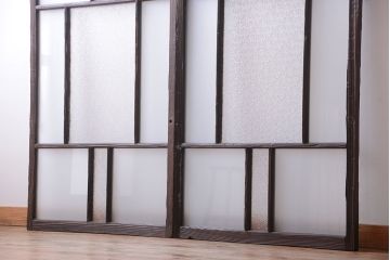 アンティーク　ダイヤガラス入りガラス戸2枚セット(窓)