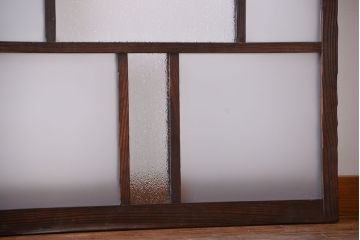 アンティーク　ダイヤガラス入りガラス戸2枚セット(窓)