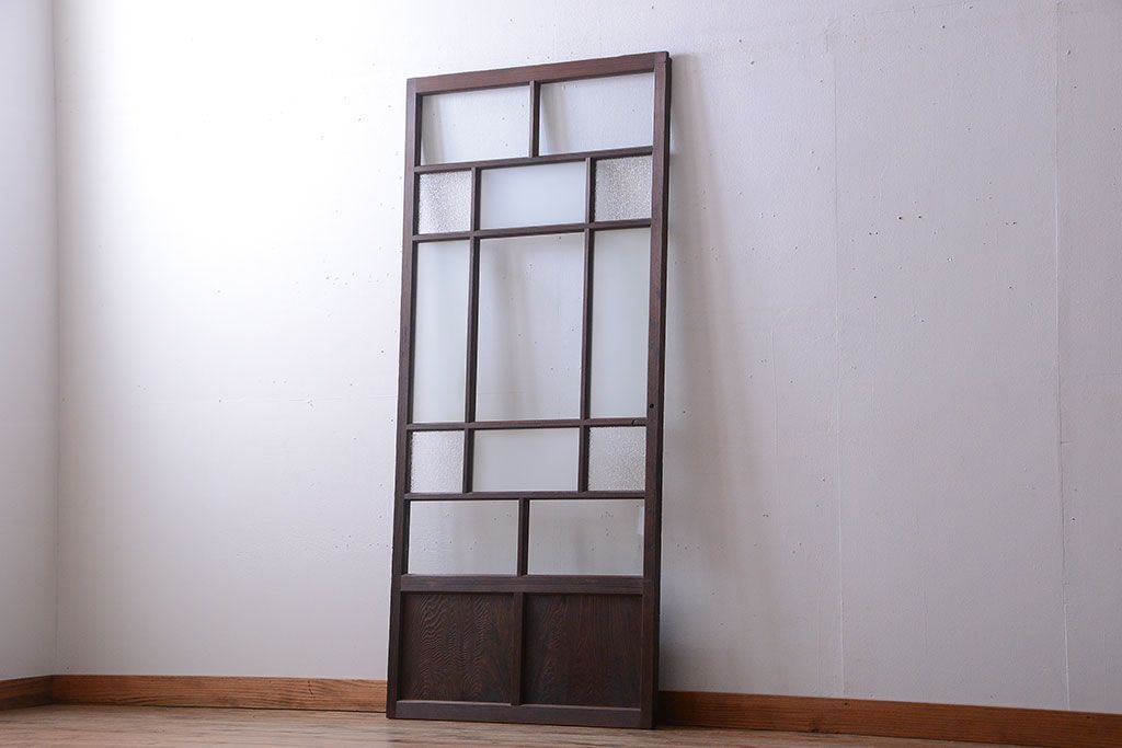 和製アンティーク　古い木のシンプルなガラス戸