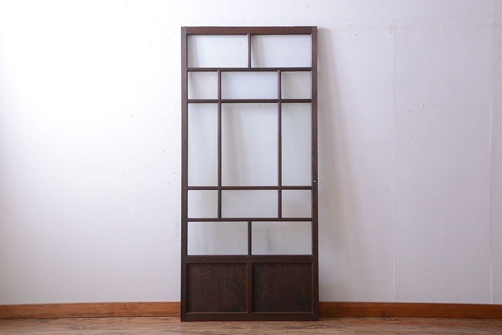 和製アンティーク　古い木のシンプルなガラス戸