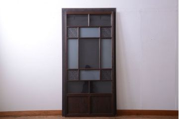 和製アンティーク　古い木のシンプルなガラス戸