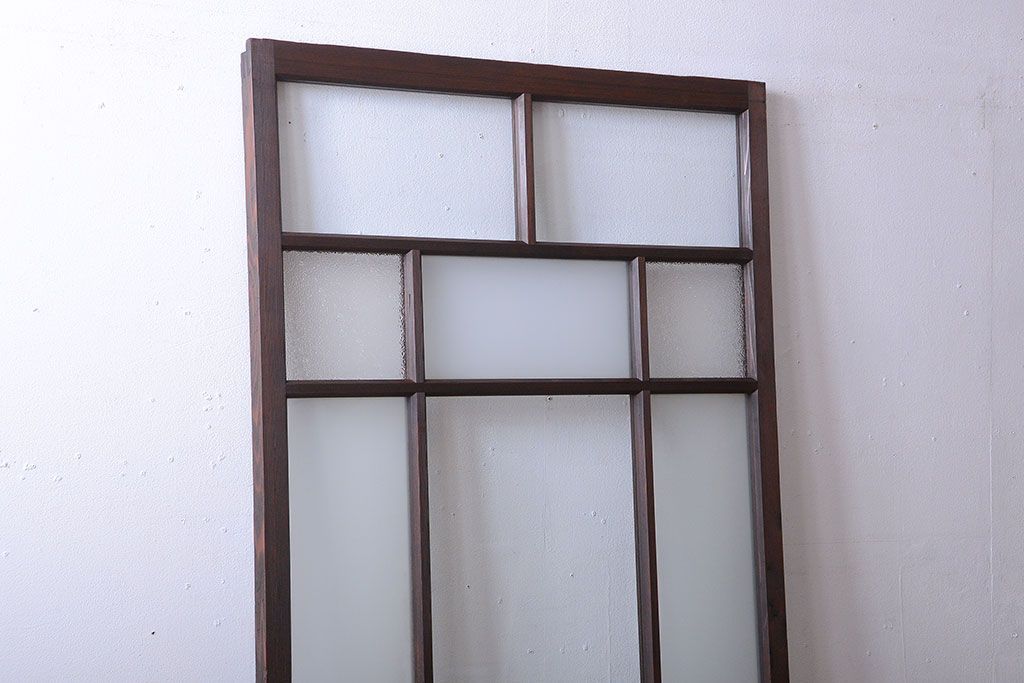 和製アンティーク　古い木のシンプルなガラス戸