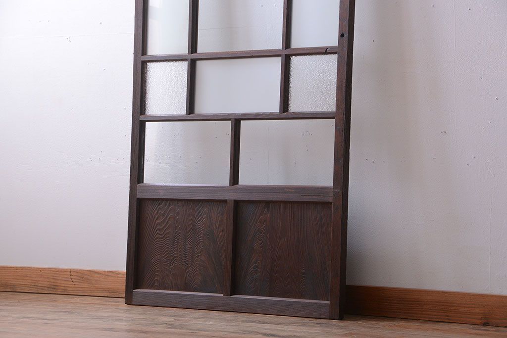 和製アンティーク　古い木のシンプルなガラス戸