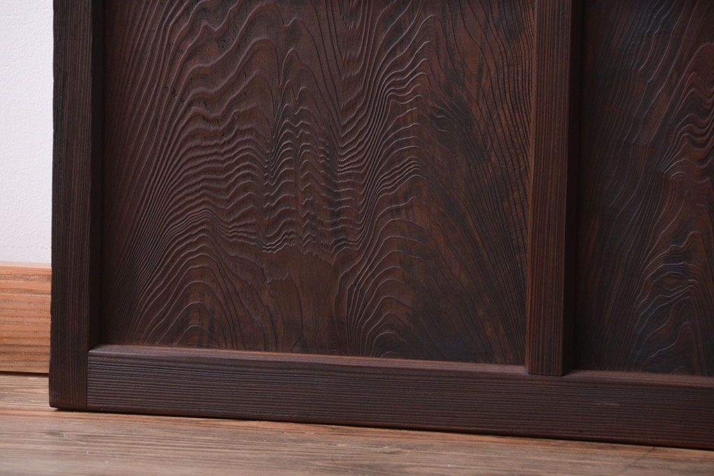 和製アンティーク　古い木のシンプルなガラス戸