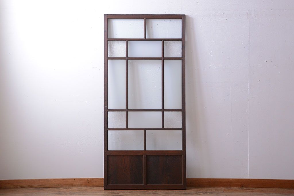 和製アンティーク　古い木のシンプルなガラス戸