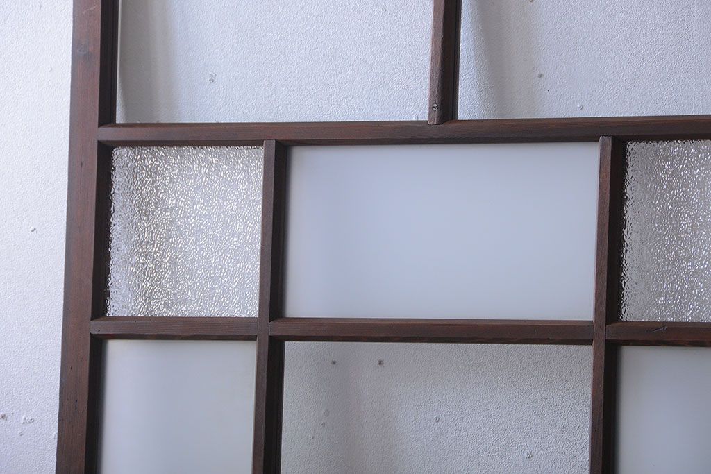 和製アンティーク　古い木のシンプルなガラス戸
