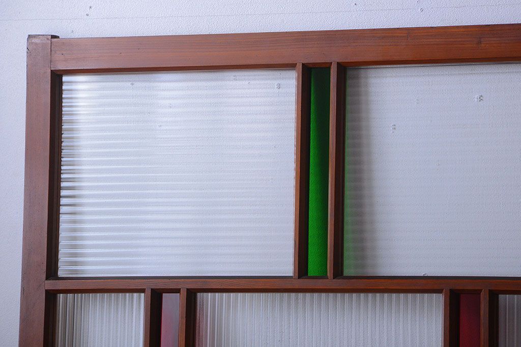 和製アンティーク　大正〜昭和時代　古い日本製・当時物ガラス入りガラス戸4枚セット