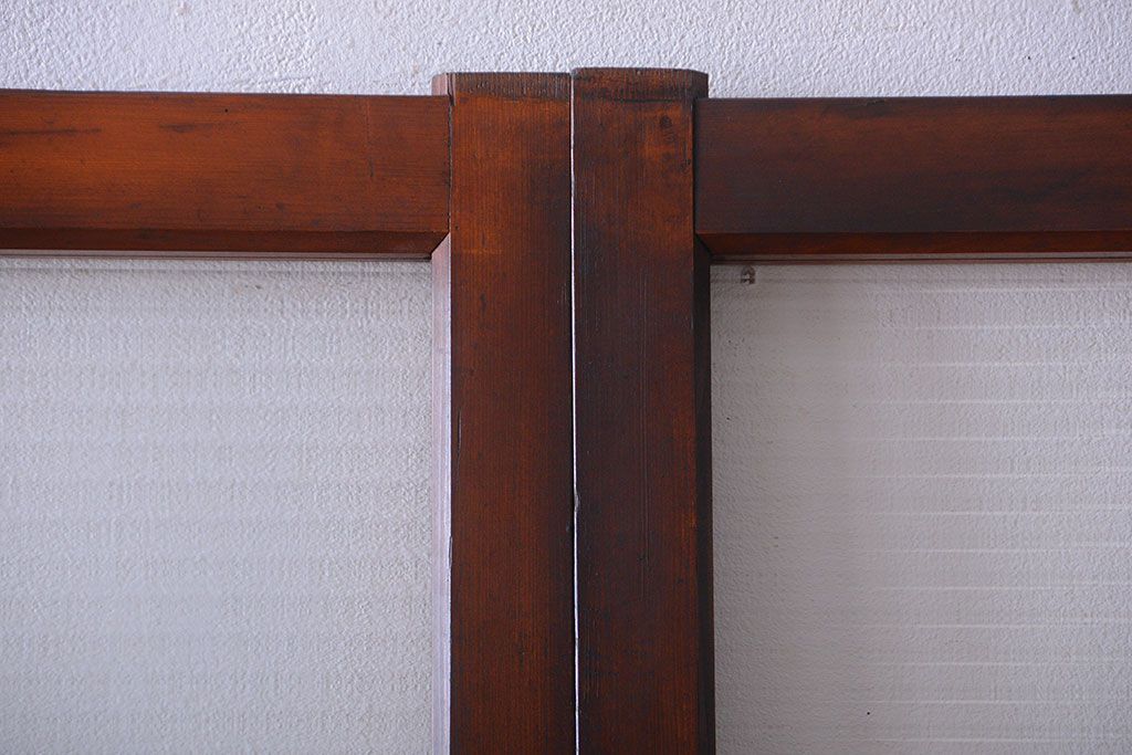 和製アンティーク　大正〜昭和時代　古い日本製・当時物ガラス入りガラス戸4枚セット