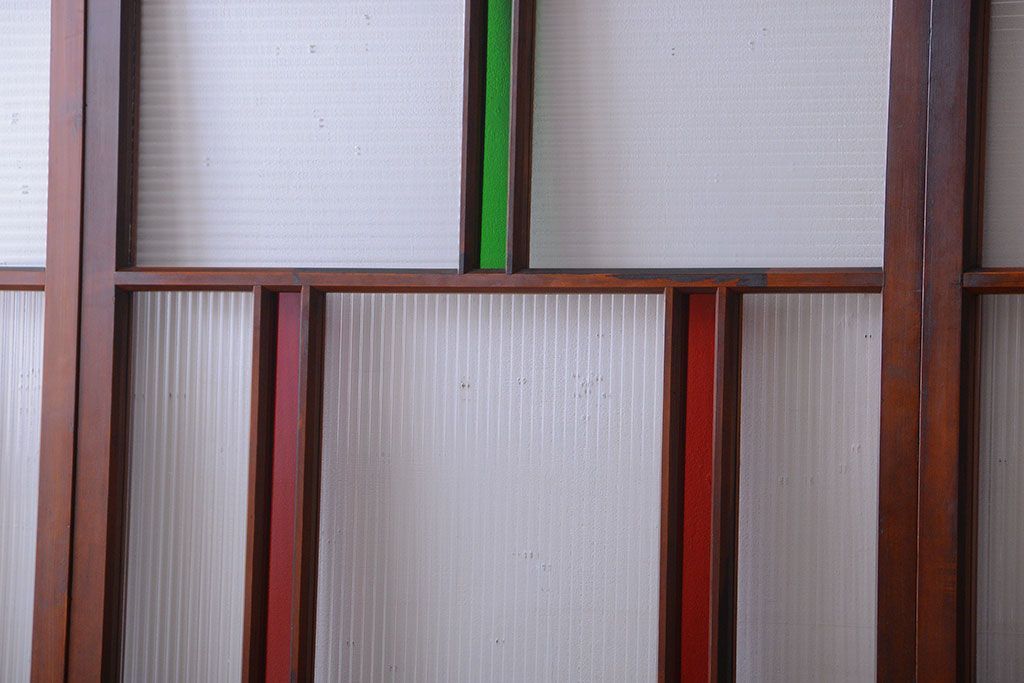 和製アンティーク　大正〜昭和時代　古い日本製・当時物ガラス入りガラス戸4枚セット