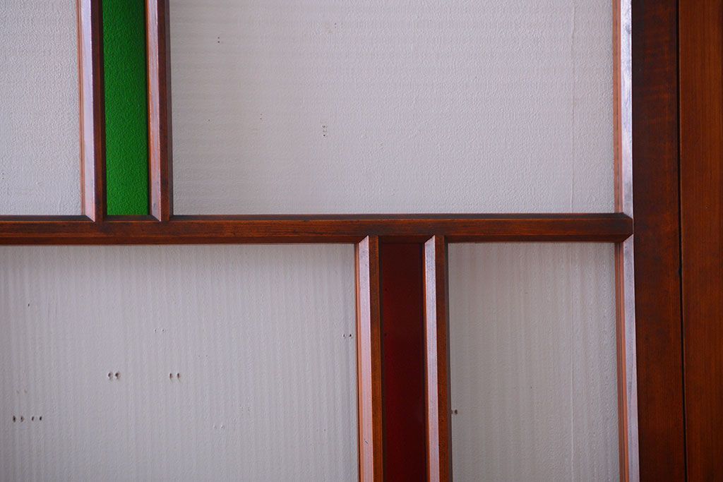 和製アンティーク　大正〜昭和時代　古い日本製・当時物ガラス入りガラス戸4枚セット