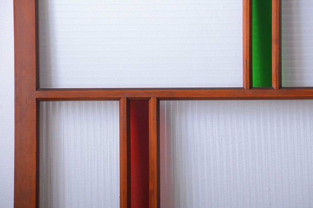 和製アンティーク　大正〜昭和時代　古い日本製・当時物ガラス入りガラス戸4枚セット