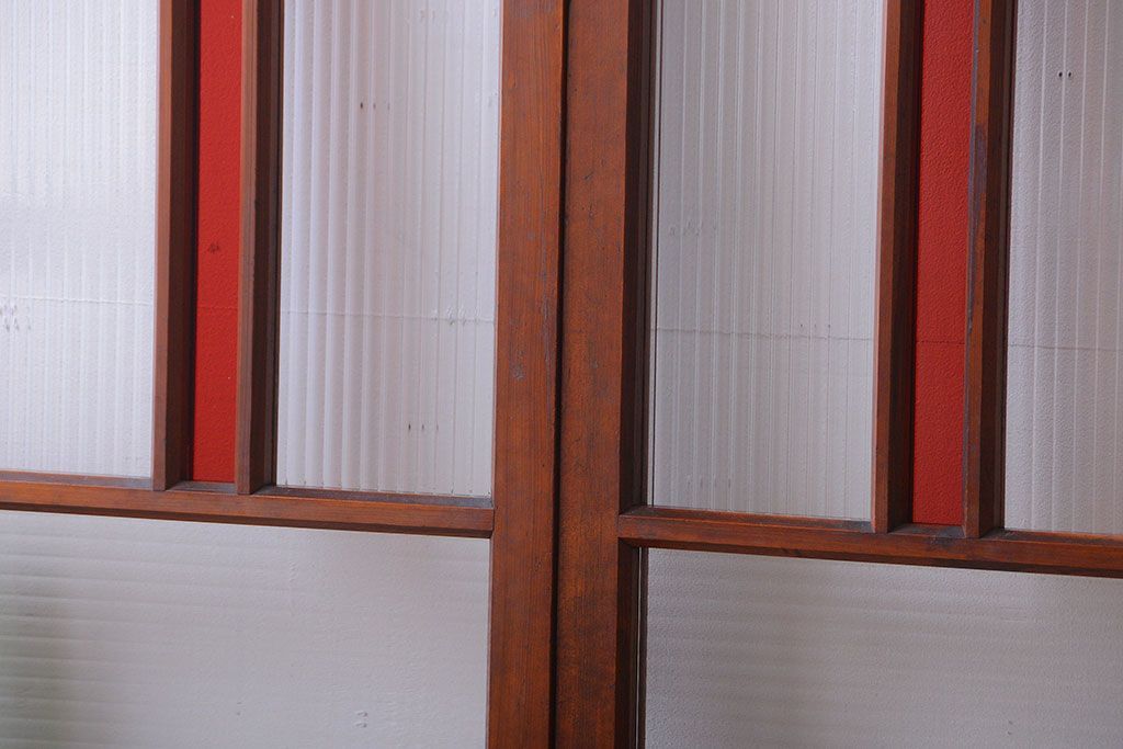 和製アンティーク　大正〜昭和時代　古い日本製・当時物ガラス入りガラス戸4枚セット