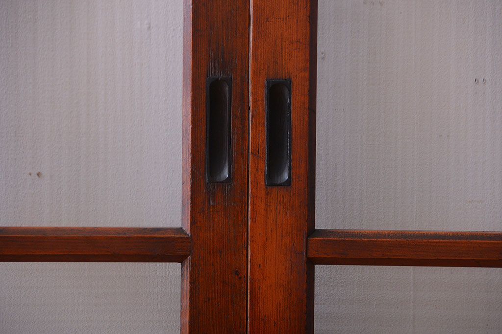 和製アンティーク　大正〜昭和時代　古い日本製・当時物ガラス入りガラス戸4枚セット