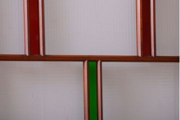 和製アンティーク　大正〜昭和時代　古い日本製・当時物ガラス入りガラス戸4枚セット