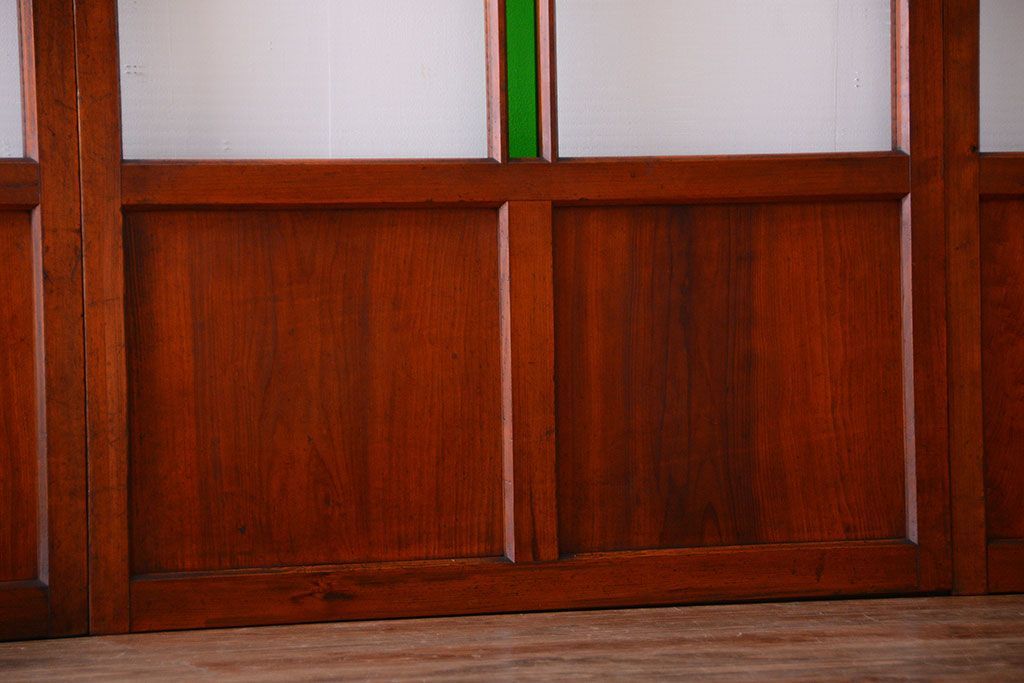 和製アンティーク　大正〜昭和時代　古い日本製・当時物ガラス入りガラス戸4枚セット