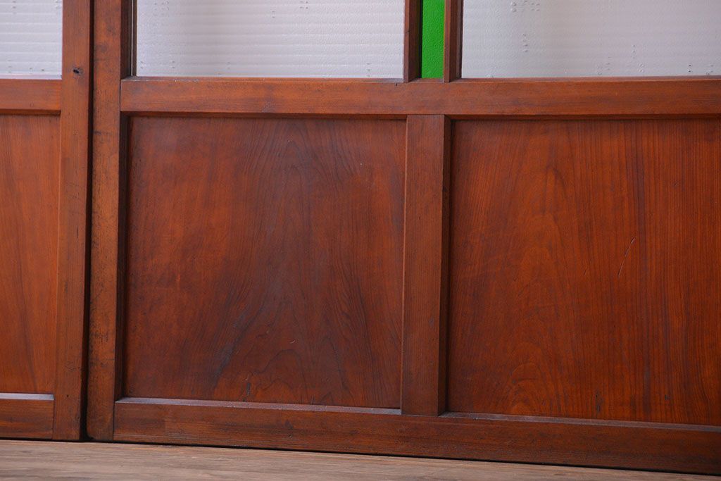 和製アンティーク　大正〜昭和時代　古い日本製・当時物ガラス入りガラス戸4枚セット