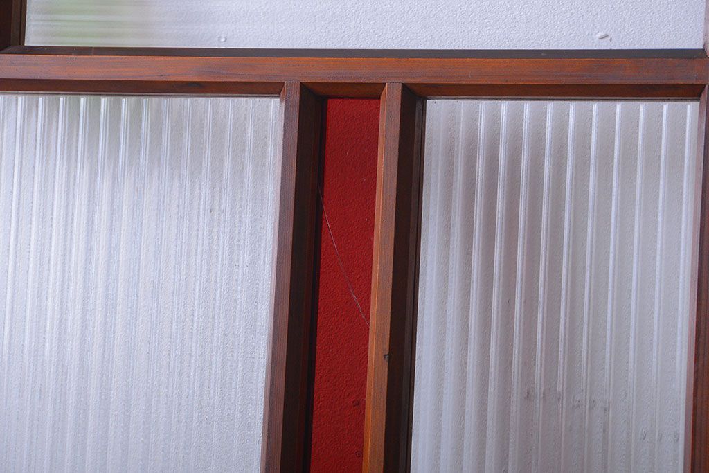 和製アンティーク　大正〜昭和時代　古い日本製・当時物ガラス入りガラス戸4枚セット