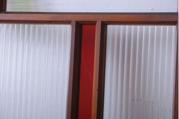 和製アンティーク　大正〜昭和時代　古い日本製・当時物ガラス入りガラス戸4枚セット