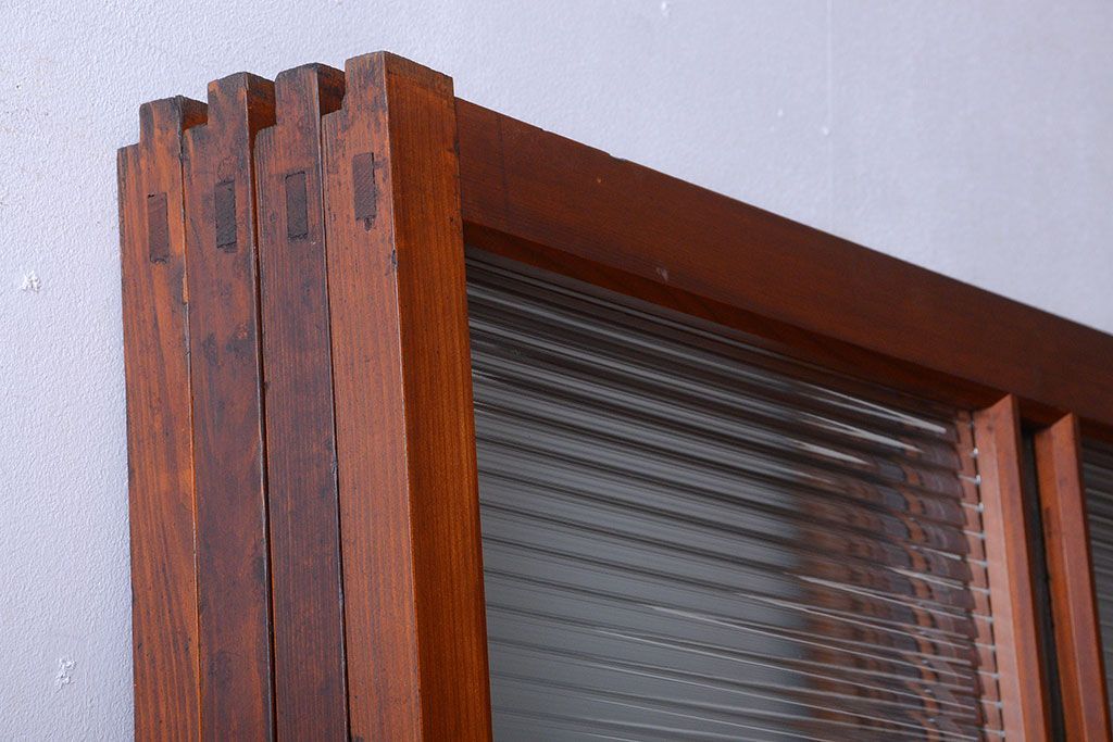 和製アンティーク　大正〜昭和時代　古い日本製・当時物ガラス入りガラス戸4枚セット