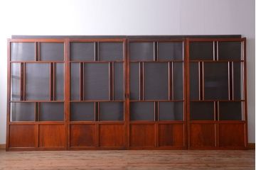 和製アンティーク　大正〜昭和時代　古い日本製・当時物ガラス入りガラス戸4枚セット