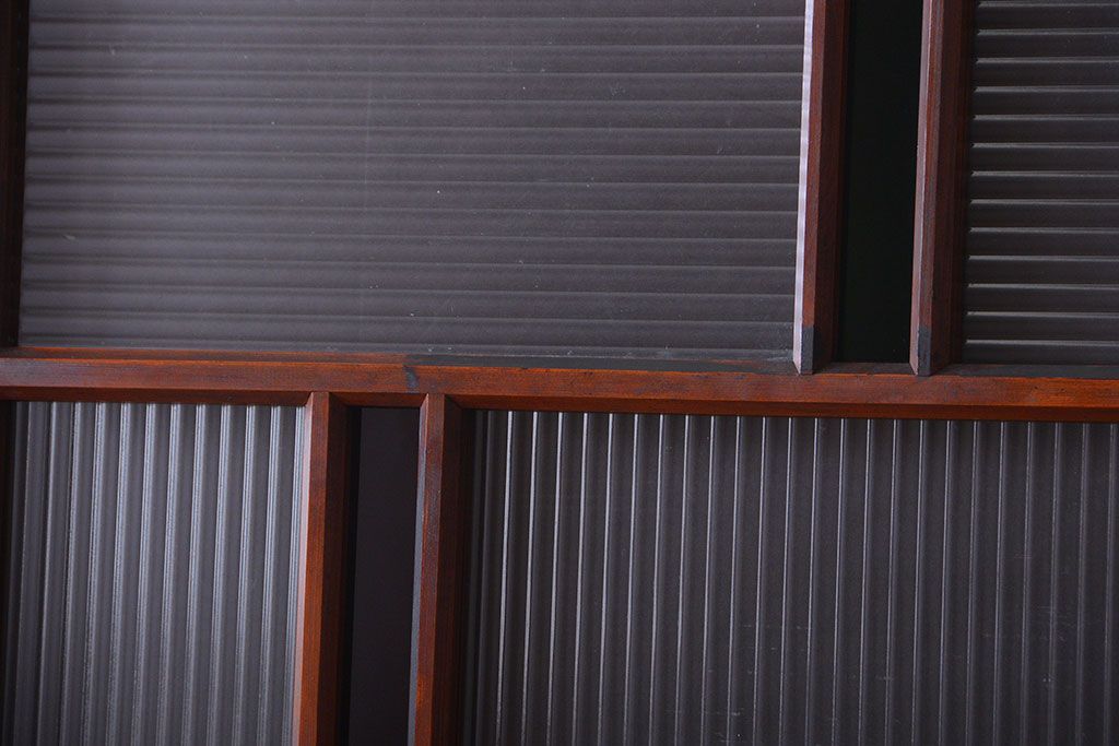 和製アンティーク　大正〜昭和時代　古い日本製・当時物ガラス入りガラス戸4枚セット