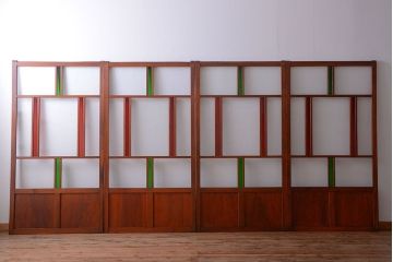 和製アンティーク　大正〜昭和時代　古い日本製・当時物ガラス入りガラス戸4枚セット