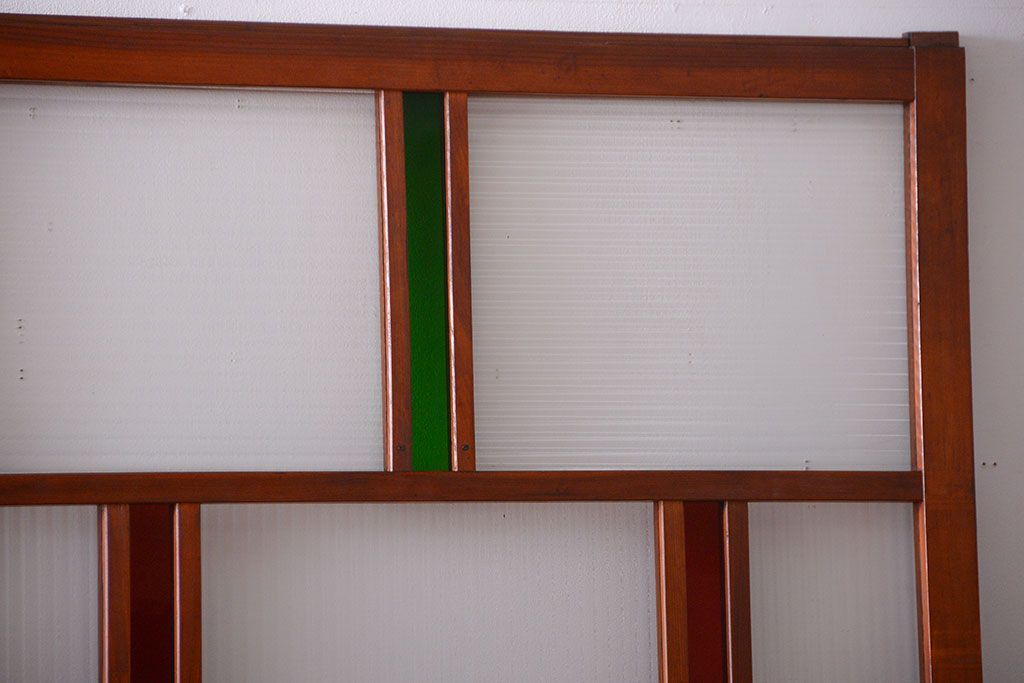 和製アンティーク　大正〜昭和時代　古い日本製・当時物ガラス入りガラス戸4枚セット