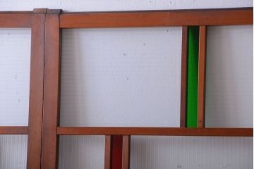 和製アンティーク　大正〜昭和時代　古い日本製・当時物ガラス入りガラス戸4枚セット