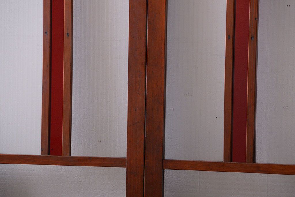 和製アンティーク　大正〜昭和時代　古い日本製・当時物ガラス入りガラス戸4枚セット