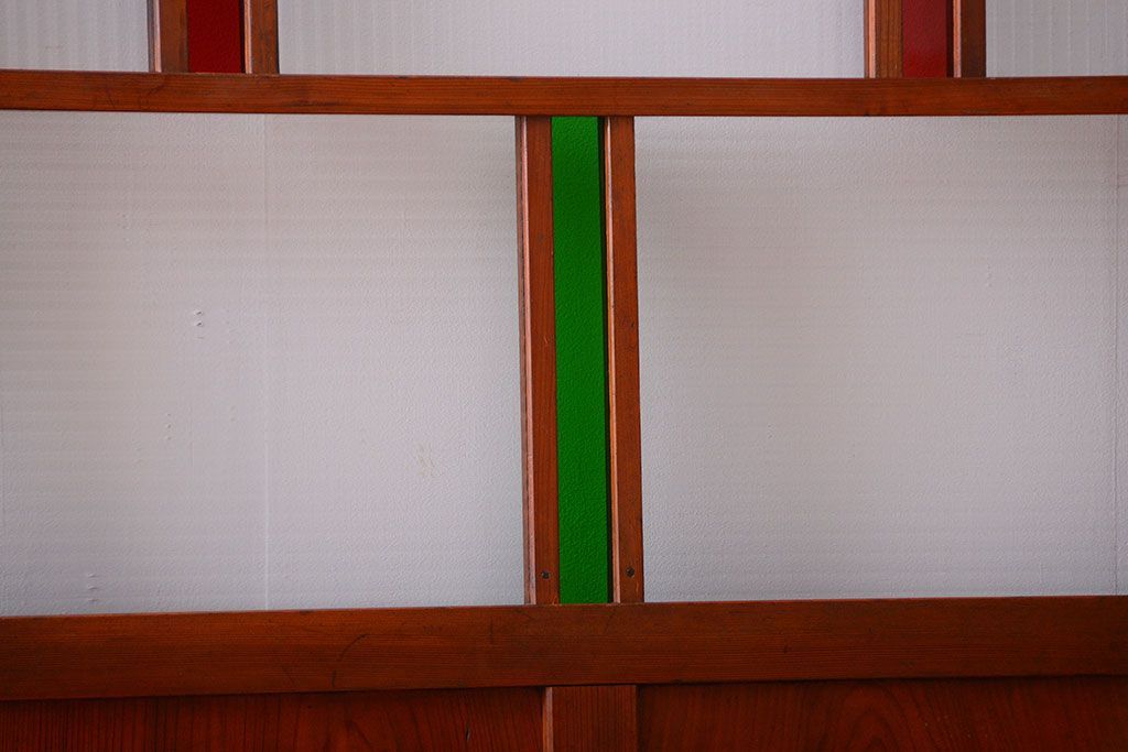 和製アンティーク　大正〜昭和時代　古い日本製・当時物ガラス入りガラス戸4枚セット