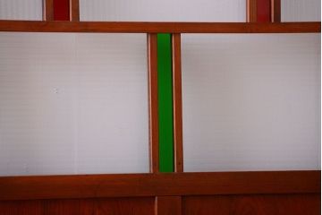 和製アンティーク　大正〜昭和時代　古い日本製・当時物ガラス入りガラス戸4枚セット