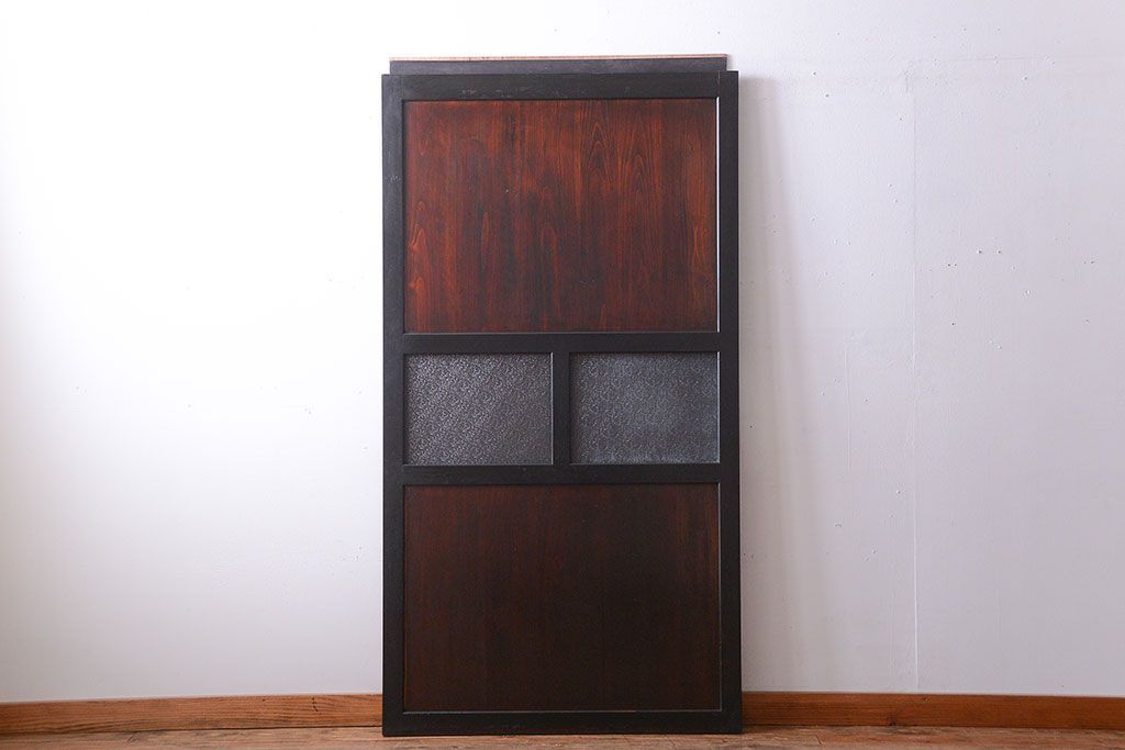 古民具・骨董　古い木のアンティークダイヤガラス帯戸