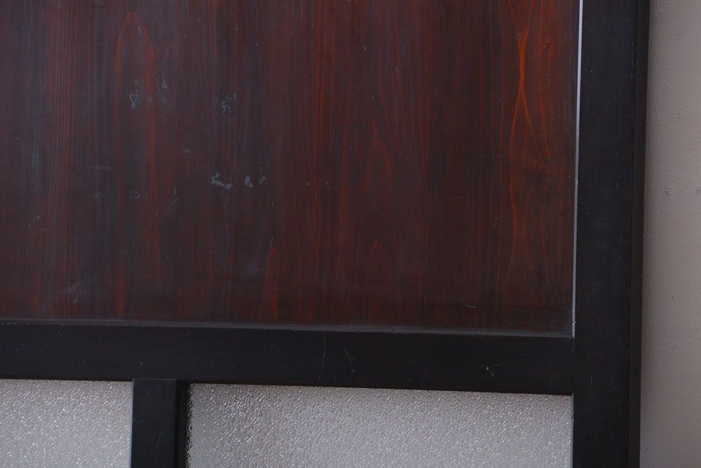 古民具・骨董　古い木のアンティークダイヤガラス帯戸