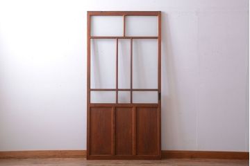 昭和レトロ　古い木のシンプルなアンティークガラス戸