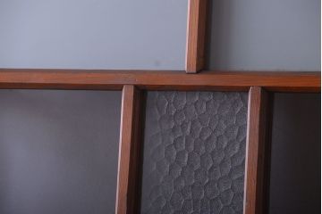 昭和レトロ　古い木のシンプルなアンティークガラス戸