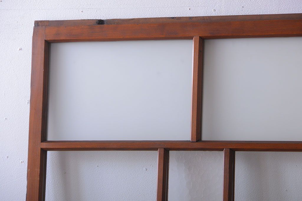 昭和レトロ　古い木のシンプルなアンティークガラス戸