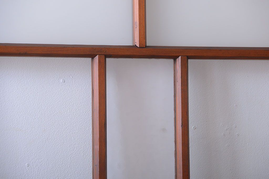 昭和レトロ　古い木のシンプルなアンティークガラス戸