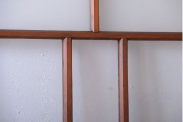 昭和レトロ　古い木のシンプルなアンティークガラス戸