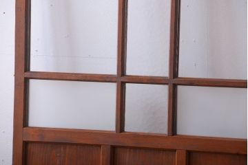 昭和レトロ　古い木のシンプルなアンティークガラス戸
