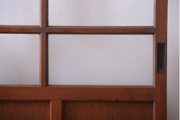 昭和レトロ　古い木のシンプルなアンティークガラス戸