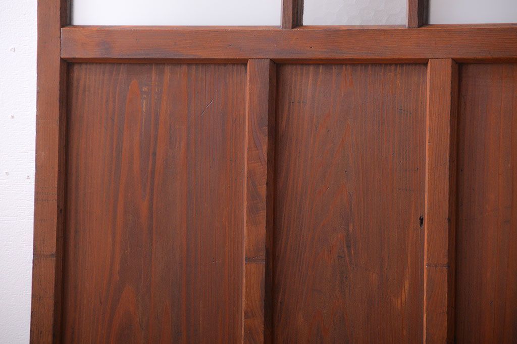 昭和レトロ　古い木のシンプルなアンティークガラス戸