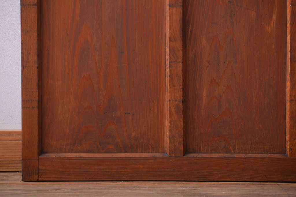 昭和レトロ　古い木のシンプルなアンティークガラス戸