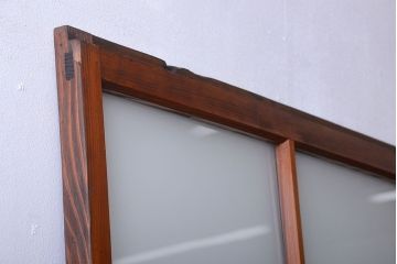 昭和レトロ　古い木のシンプルなアンティークガラス戸