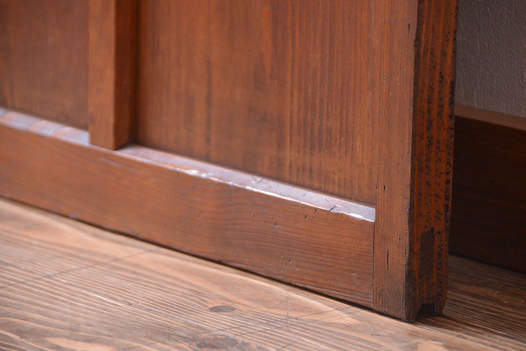 昭和レトロ　古い木のシンプルなアンティークガラス戸