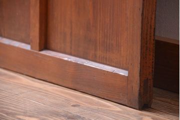 昭和レトロ　古い木のシンプルなアンティークガラス戸