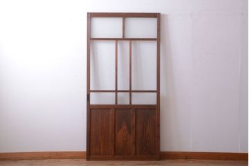 昭和レトロ　古い木のシンプルなアンティークガラス戸